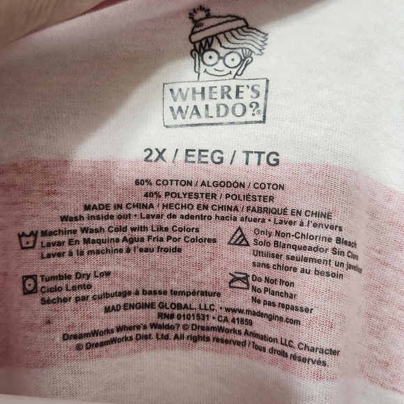 Where's Waldo Short Sleeve T-Shirt with Beanie Striped Costume Cosplay Fan New - Picture 7 of 10